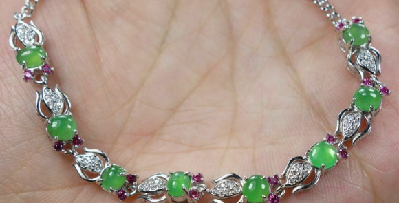 Certified Icy Green 100% Natural A jadeite Jade Bracelets S925 Silver 手链 - Picture 2 of 11